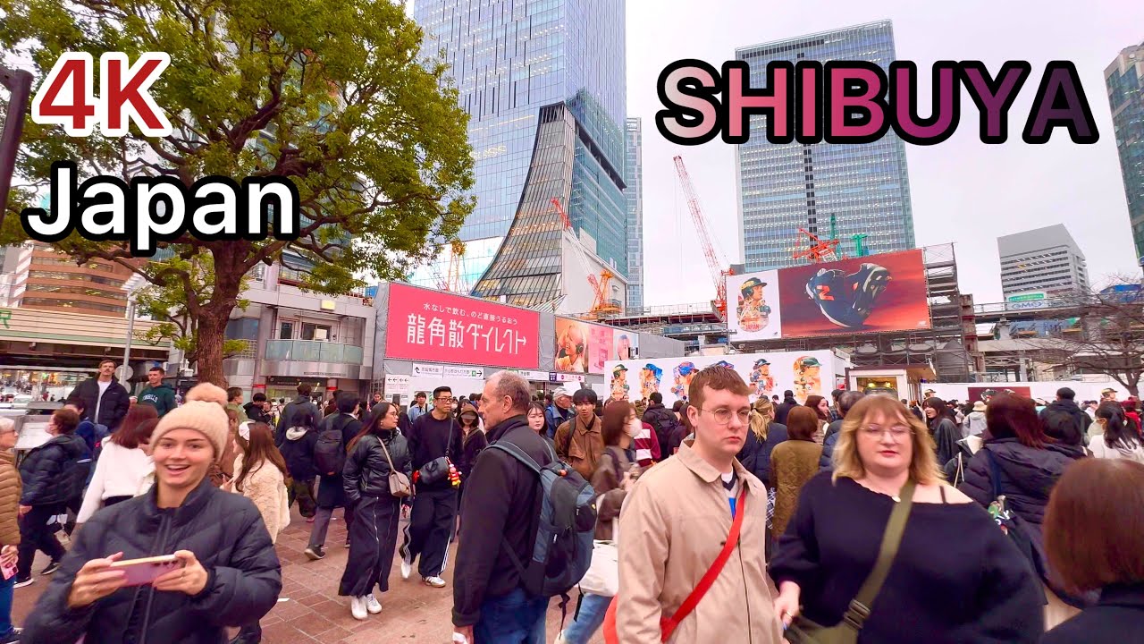 Shibuya evening walking tour in 4K. Tokyo, Japan. 