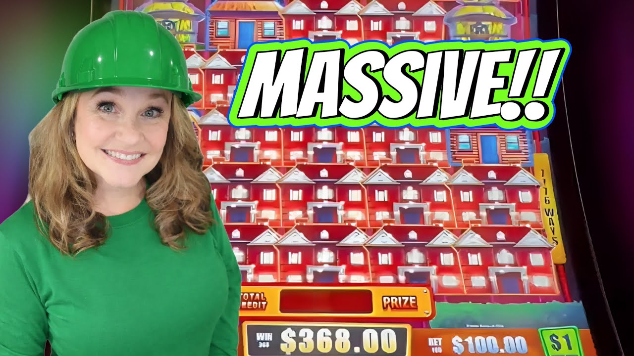 $100 SUPER RARE Green Hat Huff 'n Puff High Rise Slot Bonus!! MASSIVE JACKPOT!