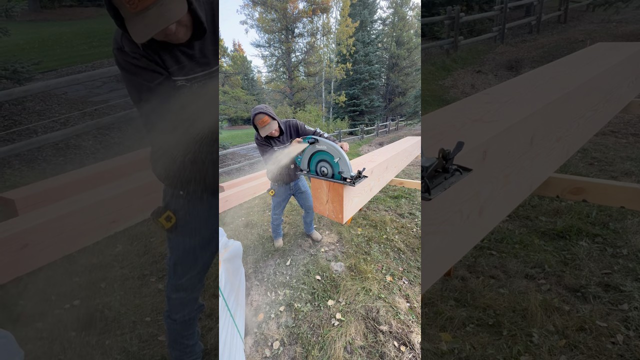 Fresh Makita 16-5/16&rdquo; circular saw for chopping up these fir 12x12 posts!