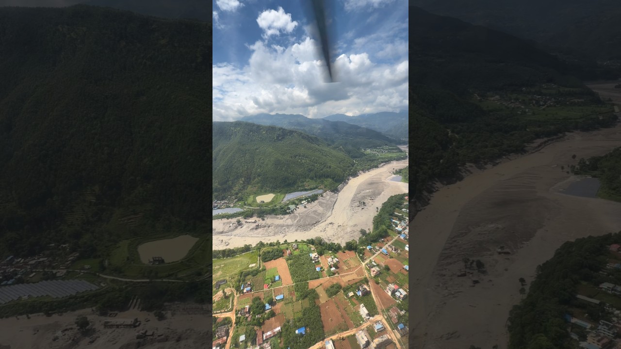 Devastating Flood Affected Area Seen from Helicopter | Aerial View #shorts #flood