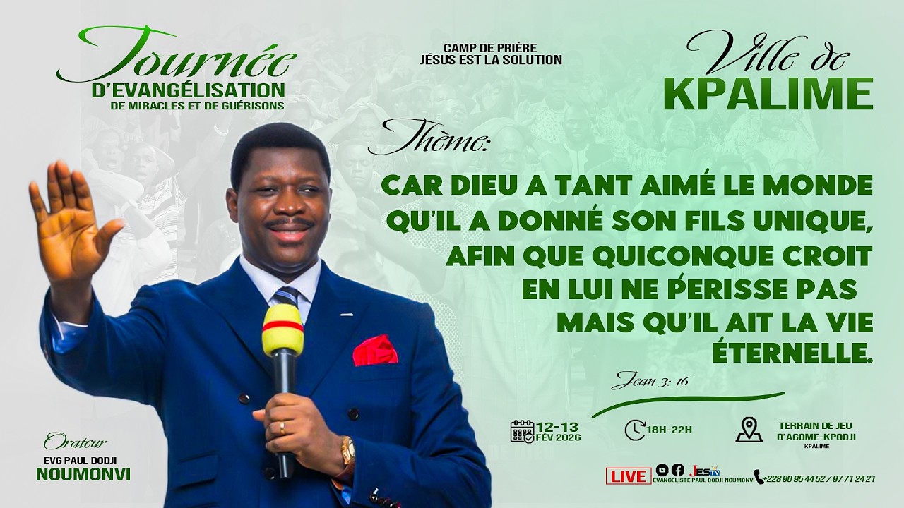 J1 KPALIME CE 12/02. GRANDE TOURNÉE D'ÉVANGÉLISATION LES 12 ET 13 FÉVRIER 2026