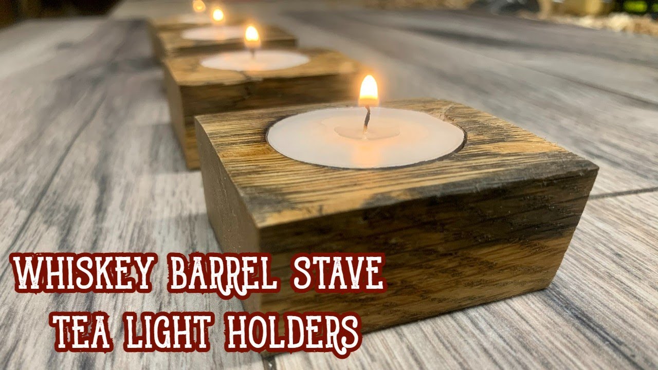 Whiskey Barrel Stave Tea Light Holders