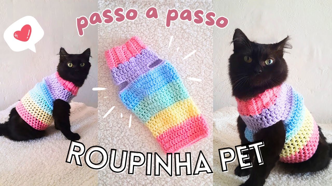 Passo a passo: roupinha para pet em crochê (gato e cachorro)