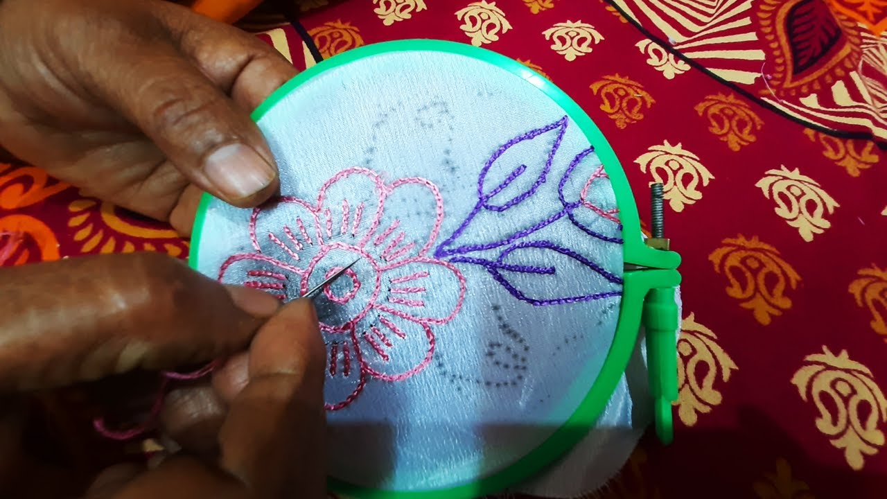 Chain Stitch embroidery design Making | Chain Stitch Tutorial | Hand embroidery for beginners