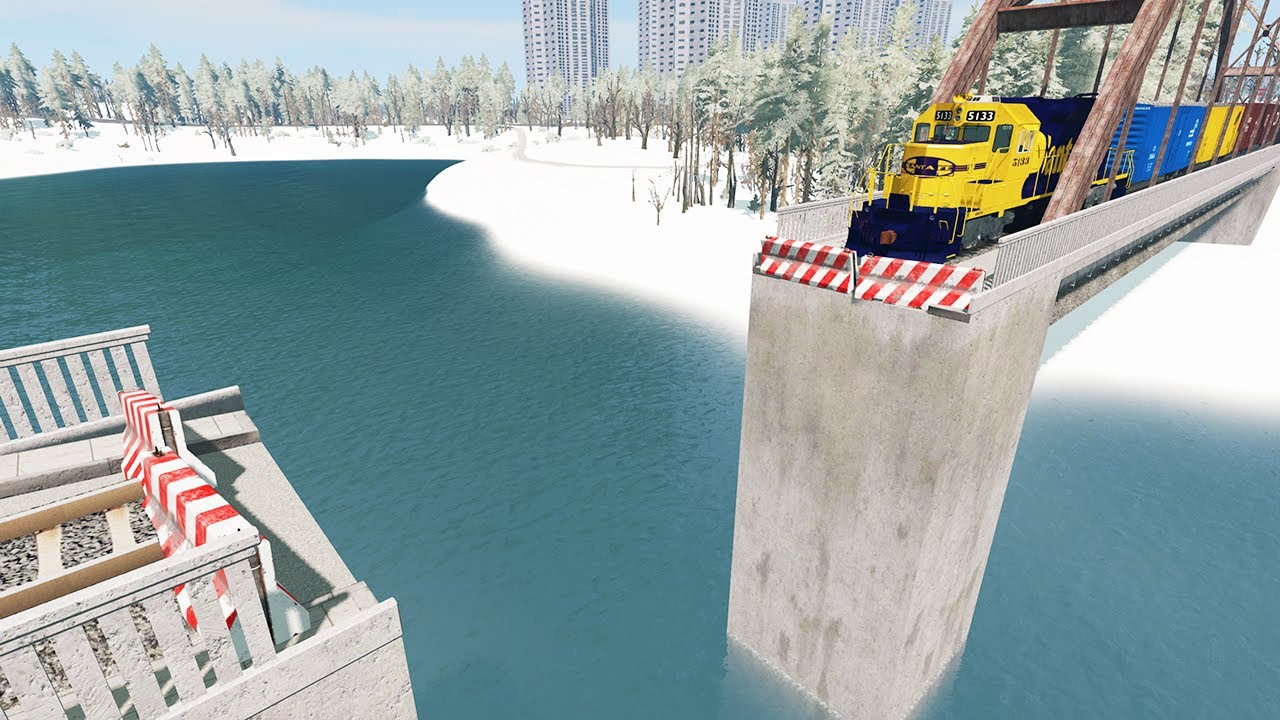 Train Derailment on the Bridge #5 &ndash; Beamng Drive