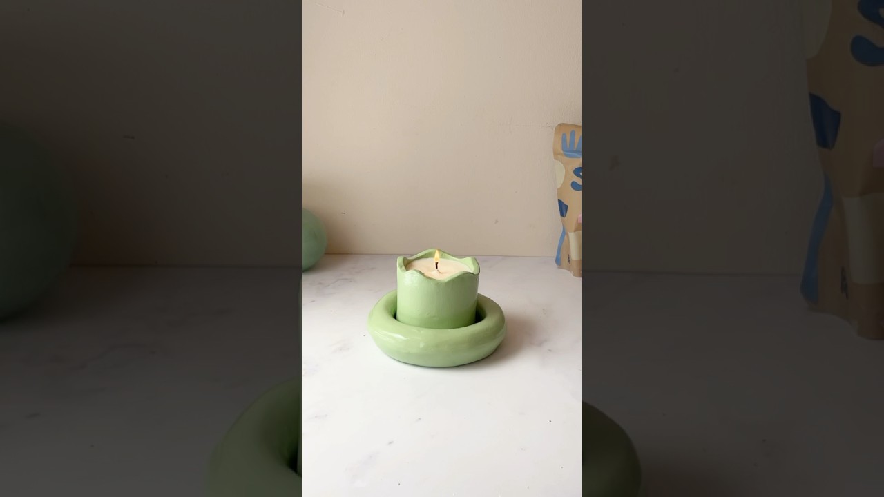 DIY is the only way you&rsquo;ll get a candle this chunky 🕯️💚#airdryclay #diy&nbsp;#pottery&nbsp;#clayart  #craft
