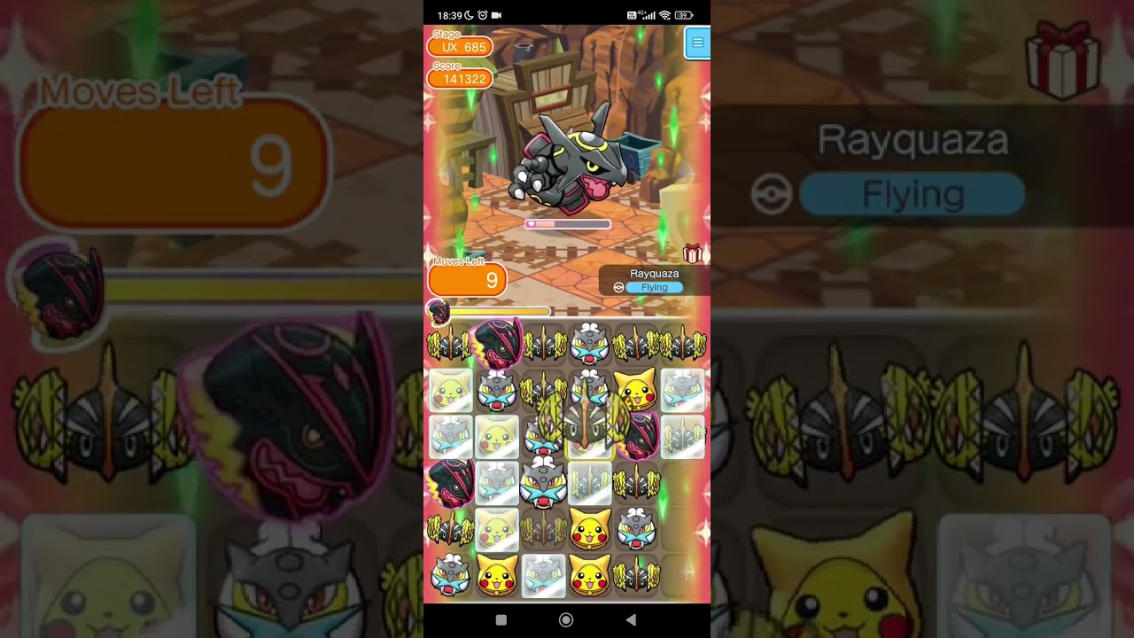 Pokemon Shuffle - UX 685 Shiny Rayquaza Itemless Clear