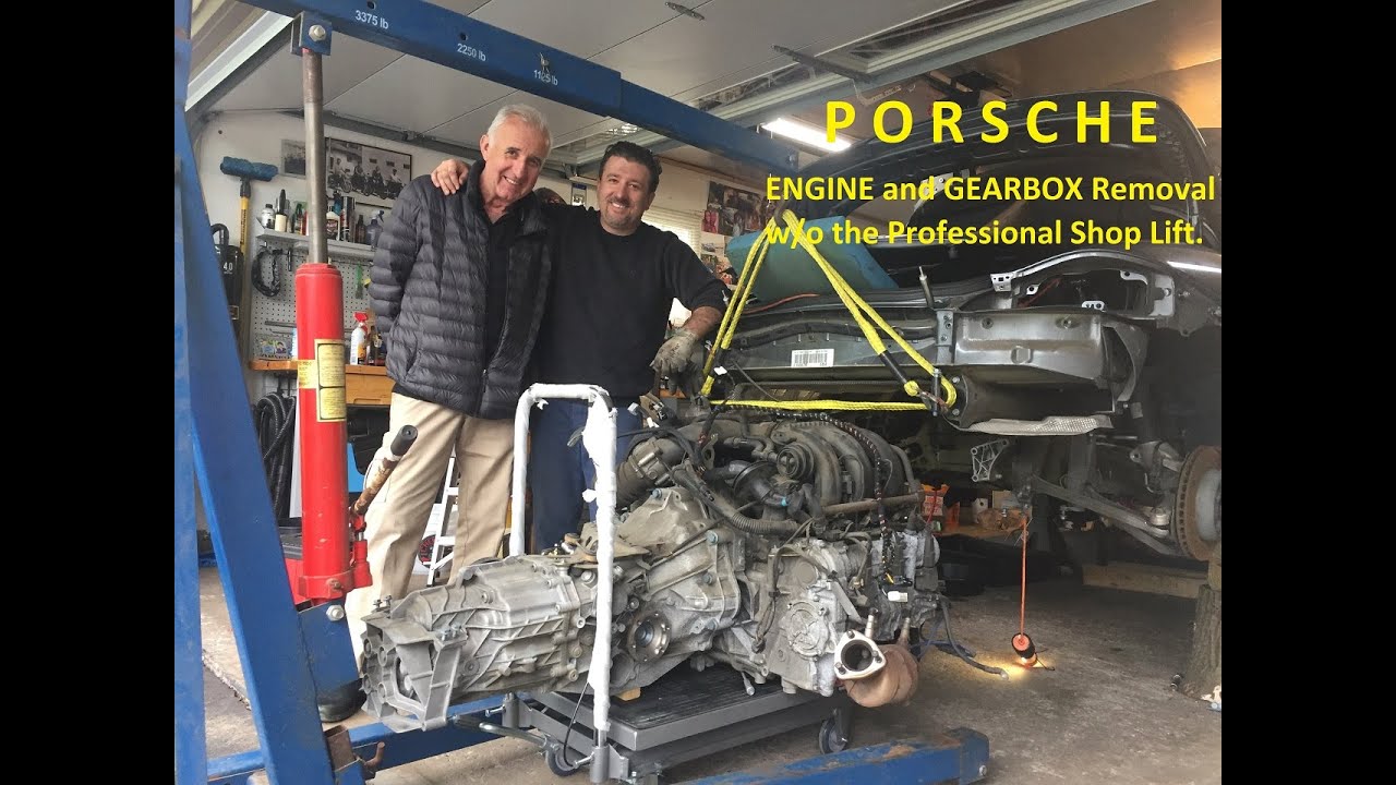 Porsche Engine and Gearbox removal without the lift.