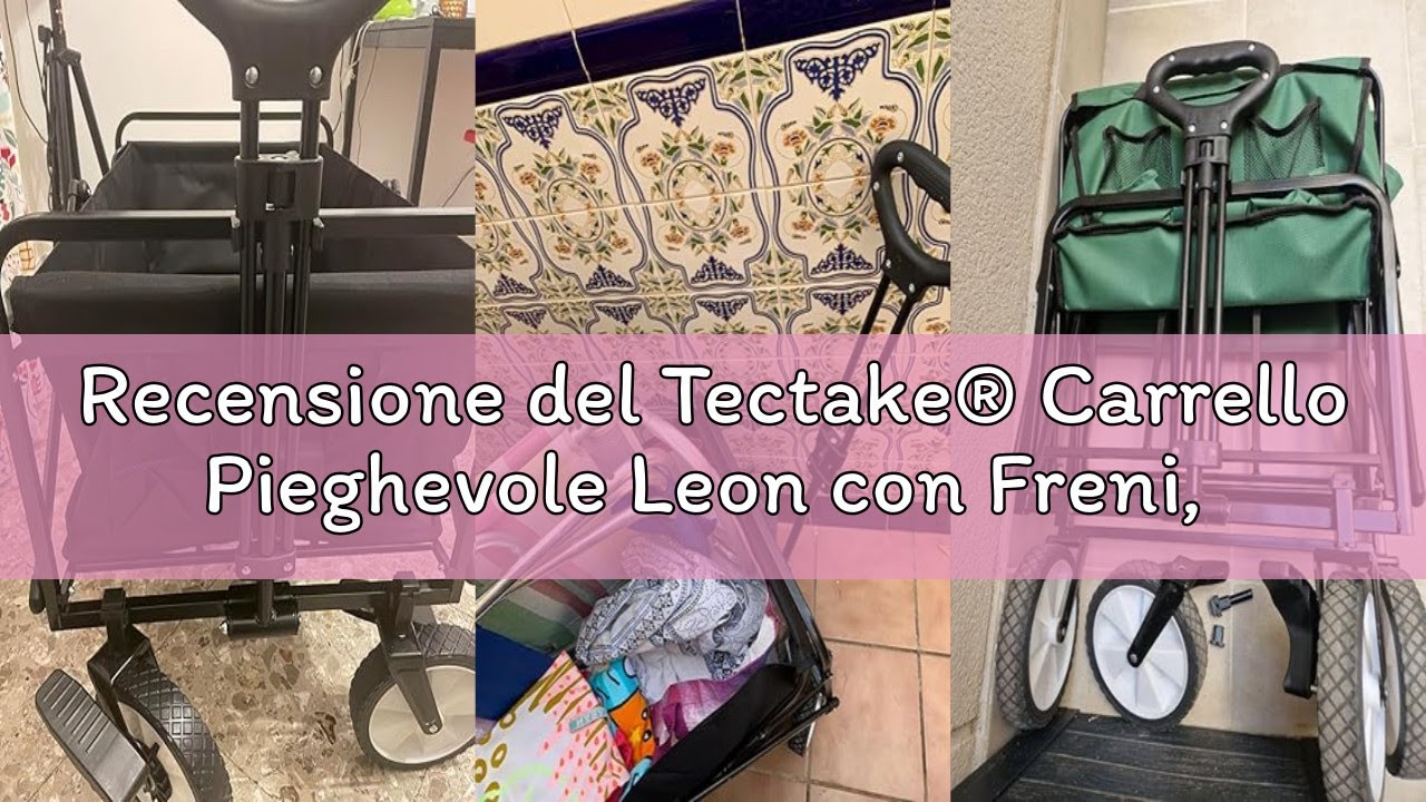 Recensione del Tectake® Carrello Pieghevole Leon con Freni, Maniglia Telescopica, Ruote Portatutto -