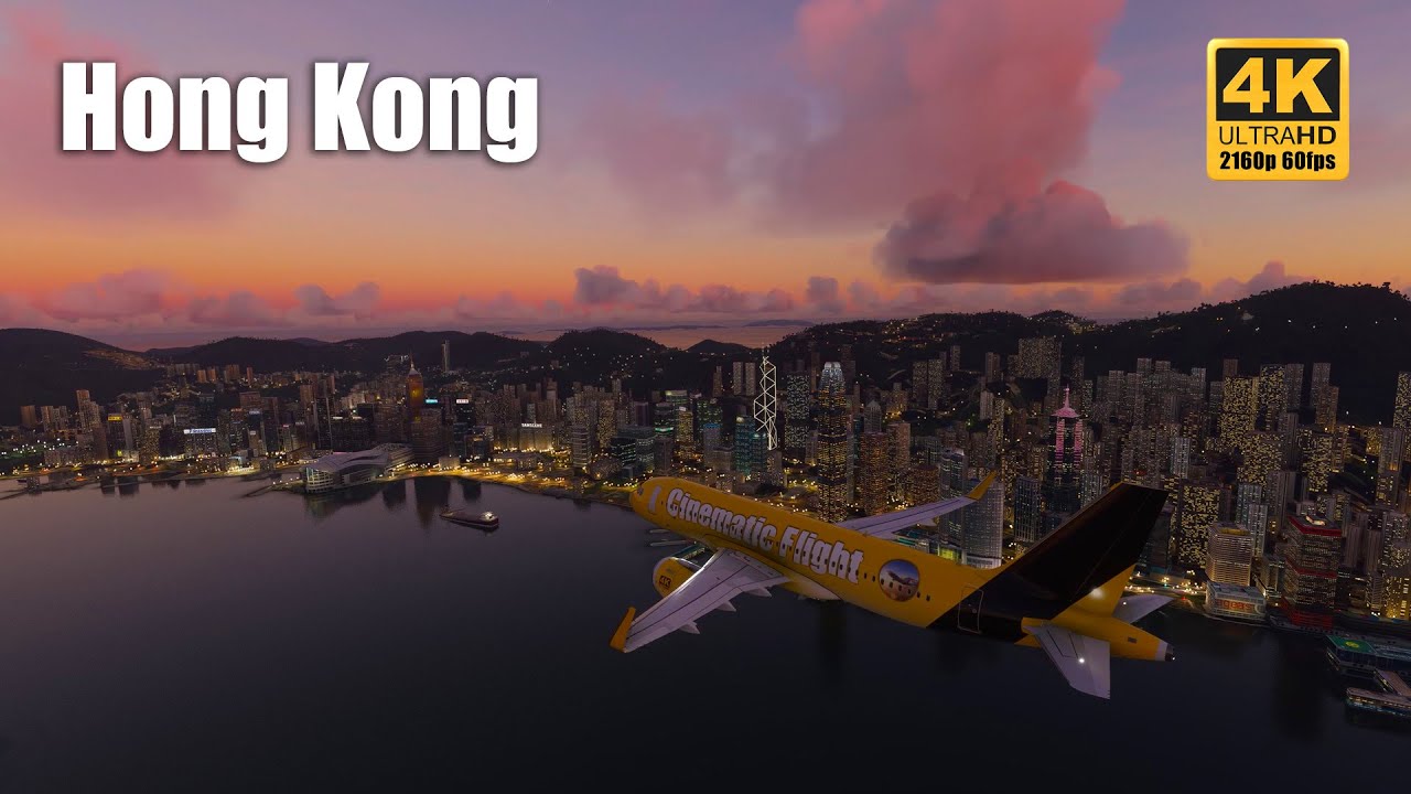 SamScene3D - Hong Kong City Times - 4K 60fps | Sunset Flyover | Microsoft Flight Simulator