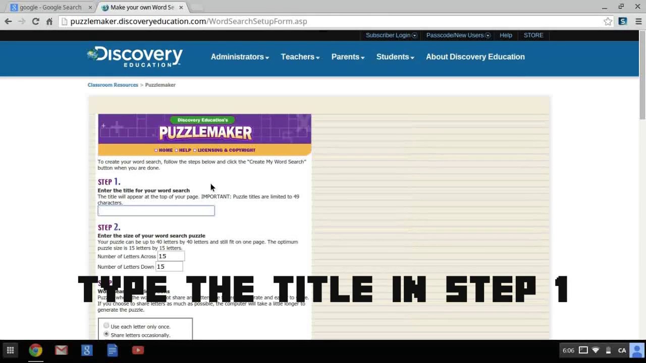 How to make a free Word Search using Discovery Puzzlemaker