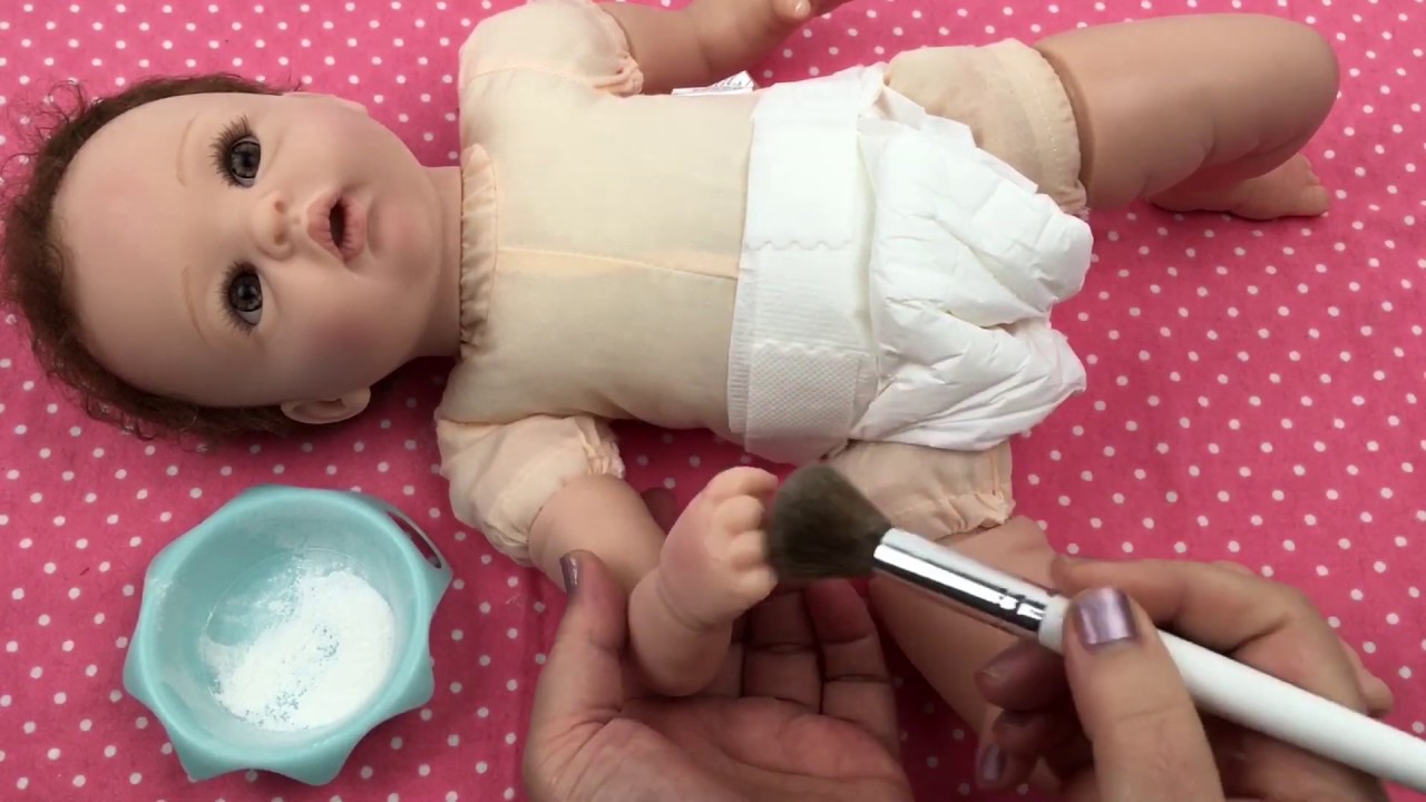 Powdering and Changing Ashton Drake Silicone Baby Doll Pretty and Petite Presley