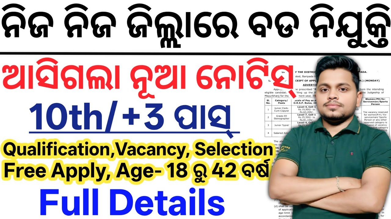 ନିଜ ନିଜ ଜିଲ୍ଲାରେ ଆସିଲା ବଡ ନିଯୁକ୍ତି// 10th Pass Odisha Govt Jobs 2026// Odisha Latest Govt Jobs 2026