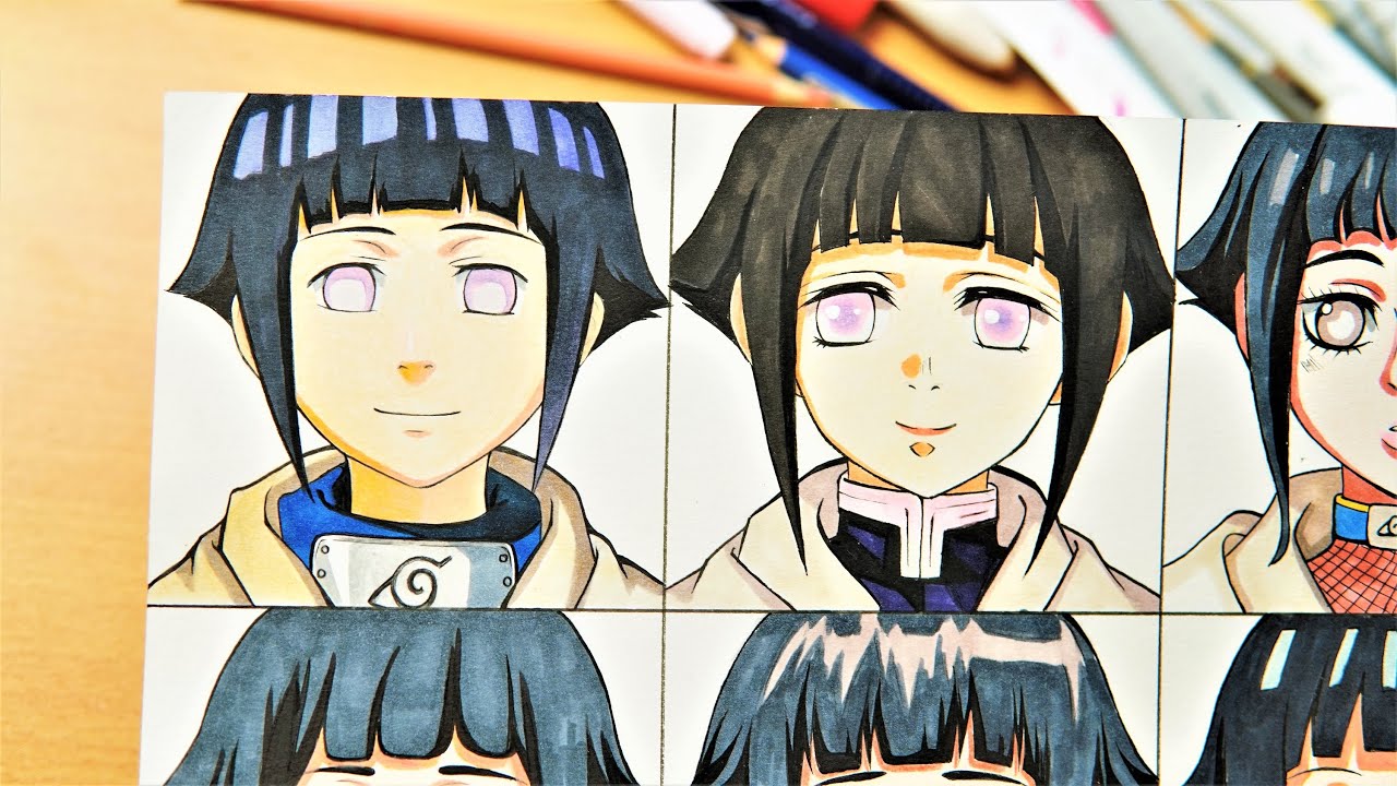 Drawing HINATA in 10 different anime styles  (ナルト- 疾風伝)