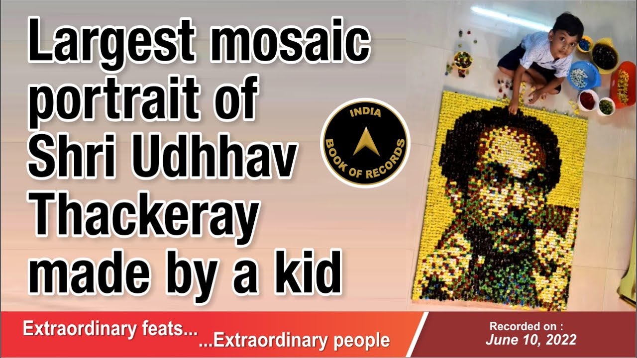 Largest mosaic portrait of Shri Udhhav Thackeray made by a kid