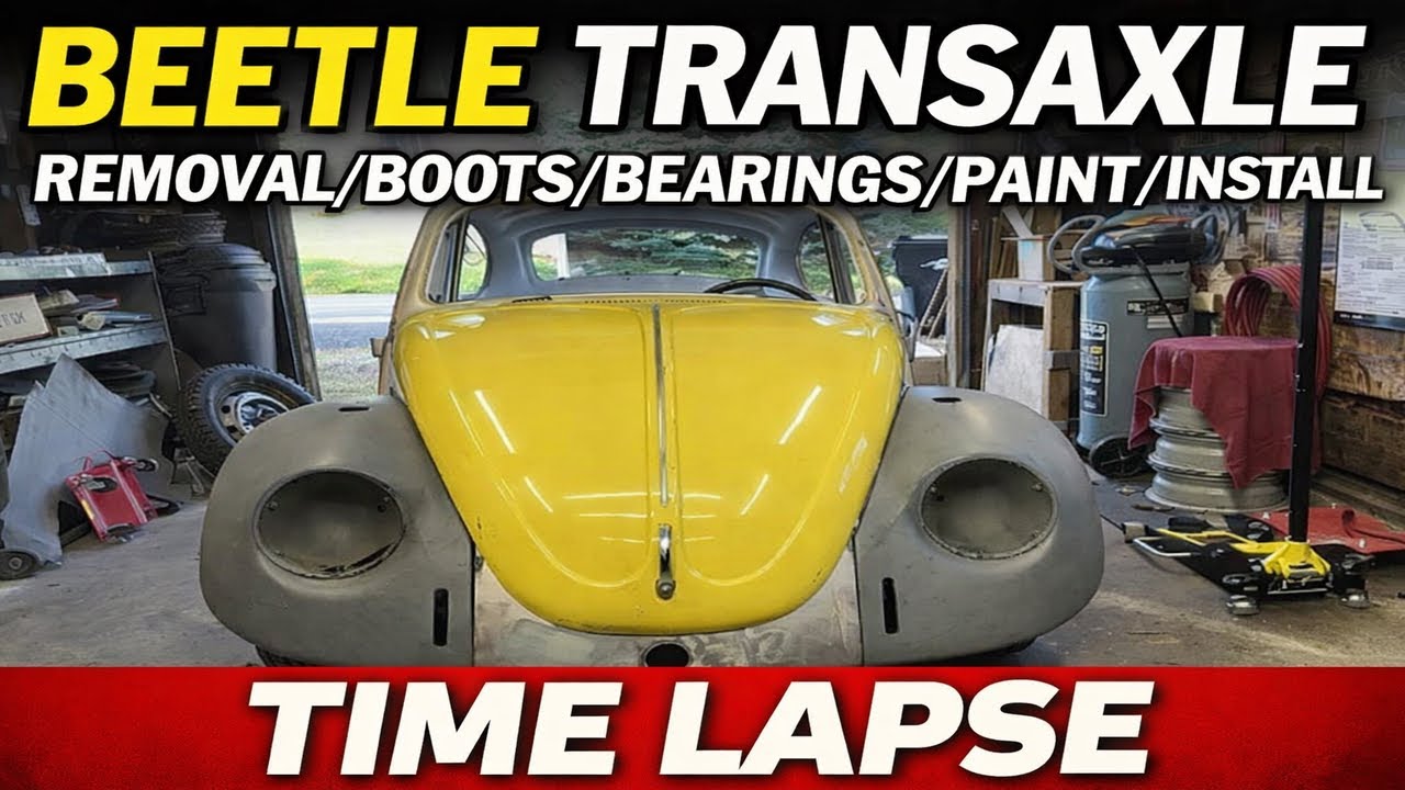 VW BEETLE TRANSMISSION REMOVAL/BEARINGS/BOOTS/PAINT/INSTALL - SWINGAXLE - TIME LAPASE #sladesbeetle