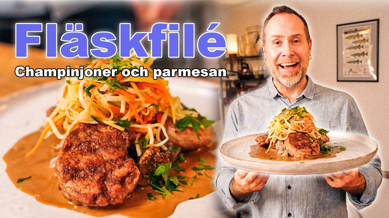 Fläskfilé noisetter med champinjoner och parmesan