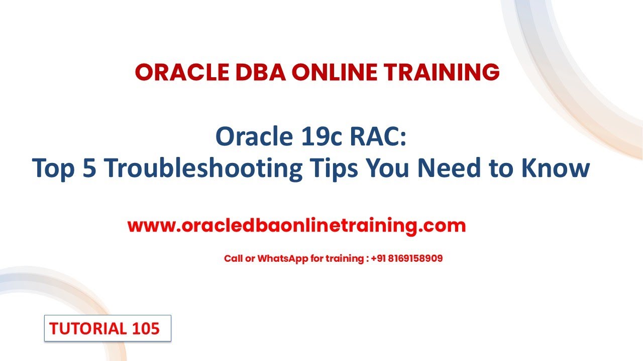 🚀 Oracle 19c RAC Troubleshooting: Top 5 Expert Tips to Fix Common Issues 🚀