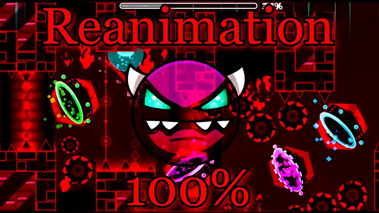 [mobile] Reanimation 100%! Medium Demon! 80 ДЕМОНОВ! Geometry Dash!