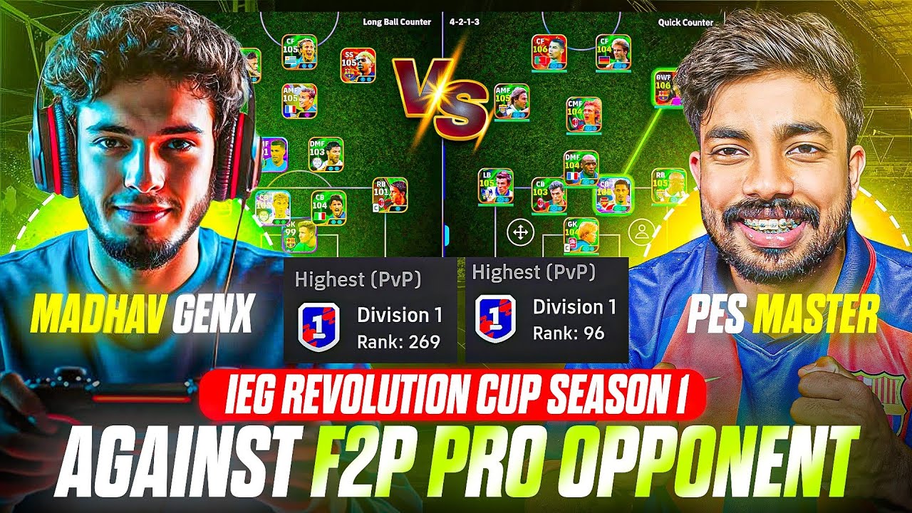 PES MASTER 🆚 MADHAV GENX || AGAINST F2P PRO OPPONENT ☠️🔥 || IEG REVOLUTION CUP SEASON 1 💥.