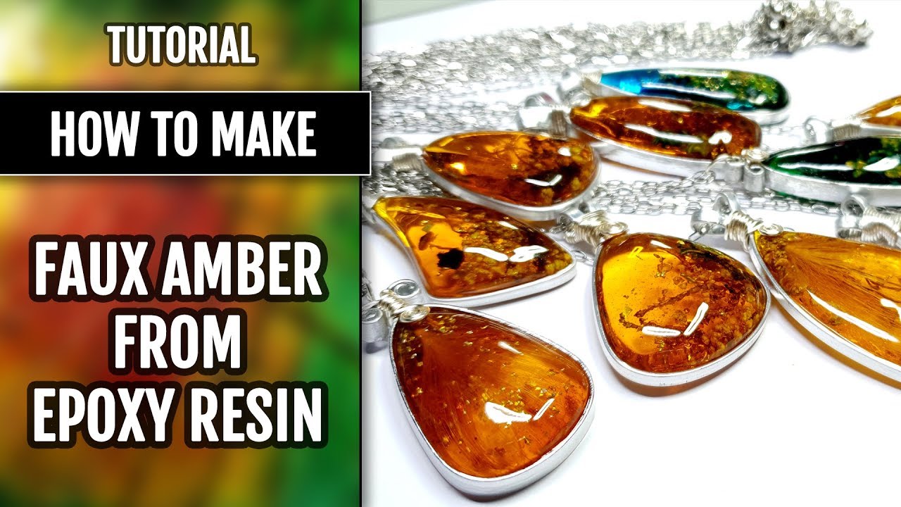 FREE Tutorial. Epoxy Resin Faux Amber cabochons with polymer clay and natural inclusions!