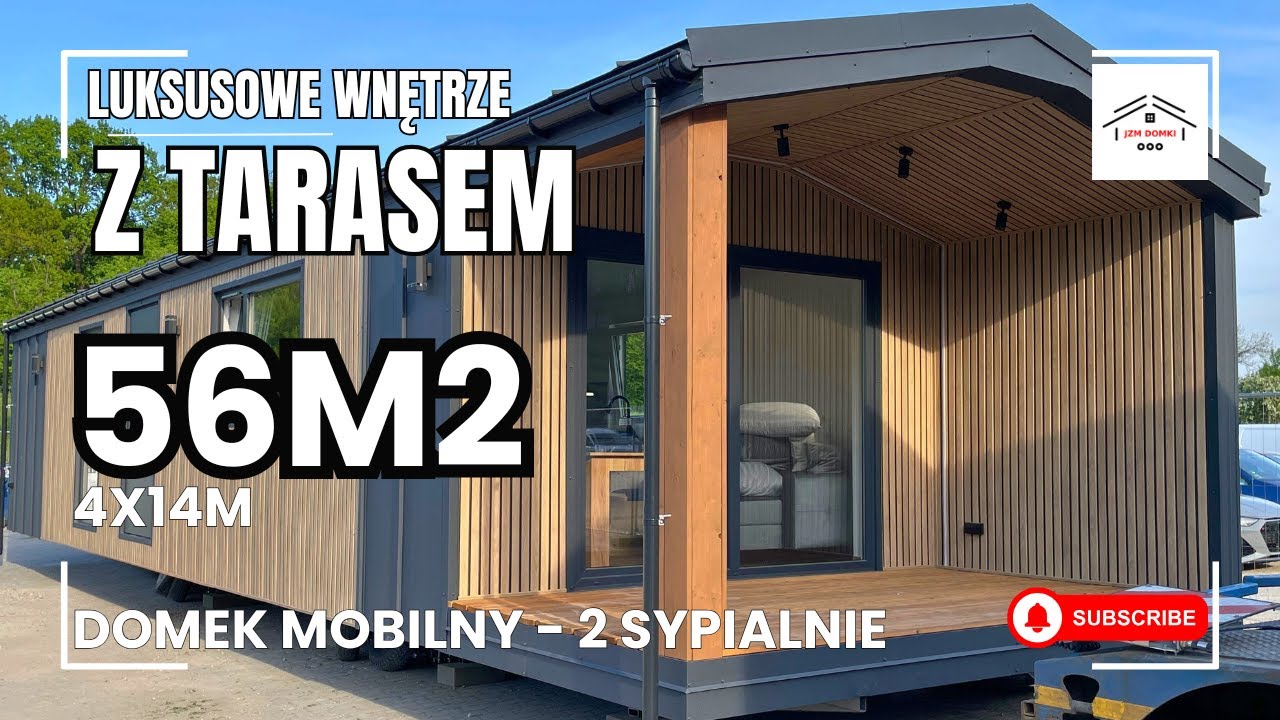 Nr 32 Luksusowy Domek Mobilny Pegasus T | Całoroczny, 2 Sypialnie, Taras i Pełne Wyposażenie JZM Dom
