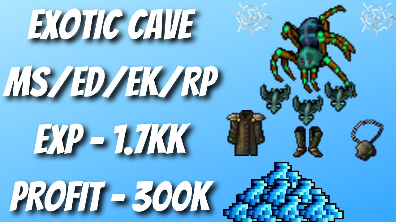 TIBIA CAÇADAS - ED/MS/RP/EK - [EXOTIC CAVE- 150+] - 1.7kk/h EXP | 300k/h Profit