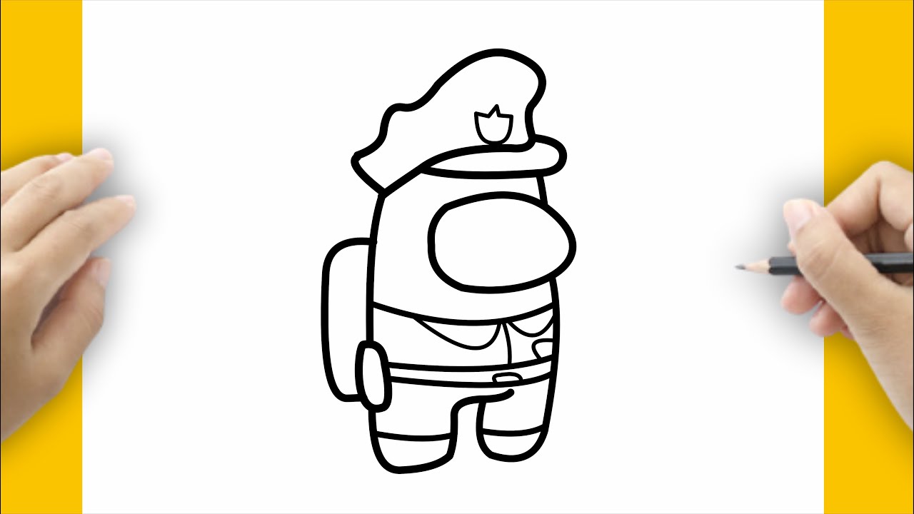 STEP BY STEP DRAWING TUTORIAL ON HOW TO DRAW POLICE FROM AMONG US