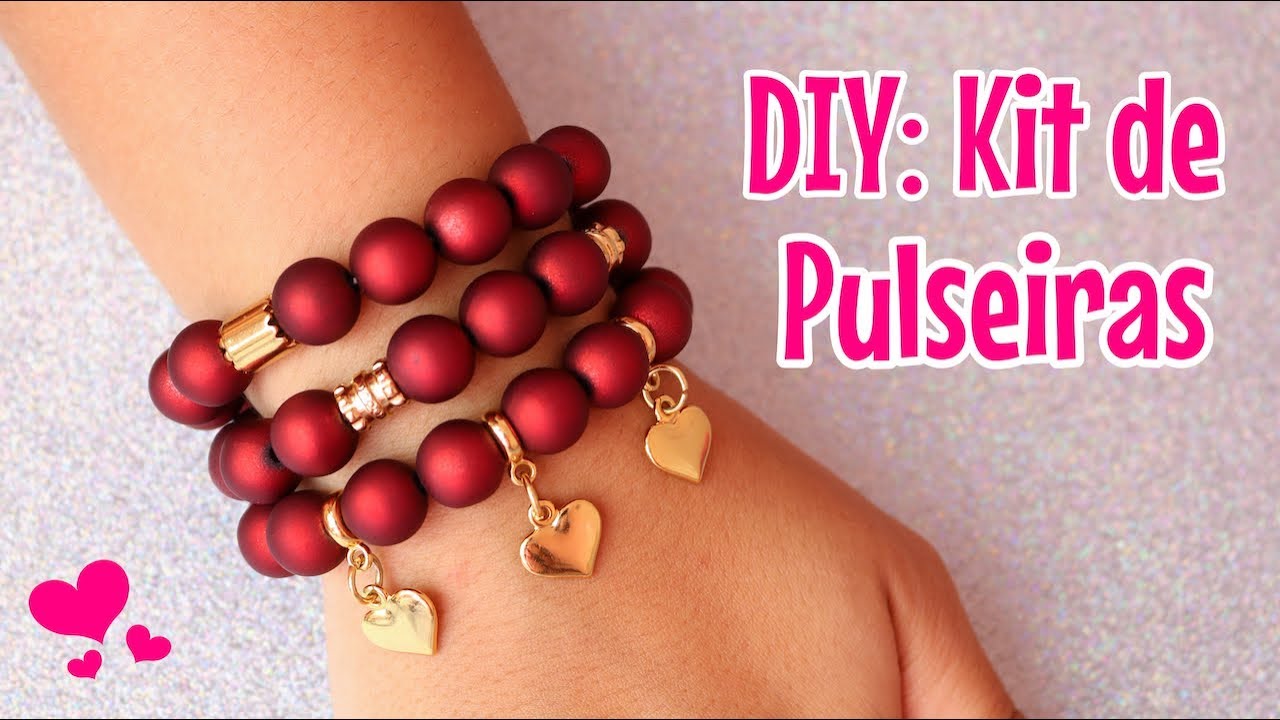 Economizando Na Biju: Kit de Pulseiras Vermelhas com Dourado