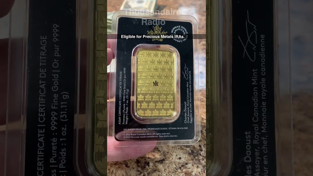 1 oz Gold Bar - Royal Canadian Mint New Design (In Assay)