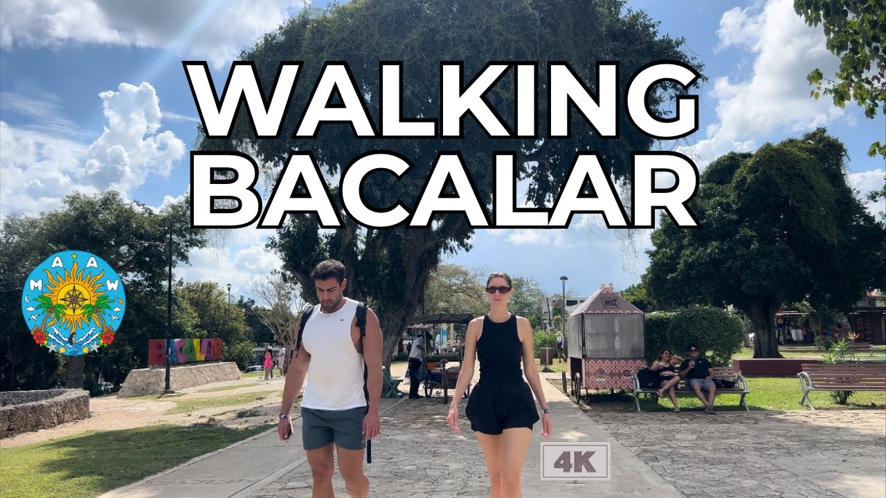Bacalar 4K Walking Tour from Local Neighbourhood to Zócalo and Bacalar Sign 🇲🇽 