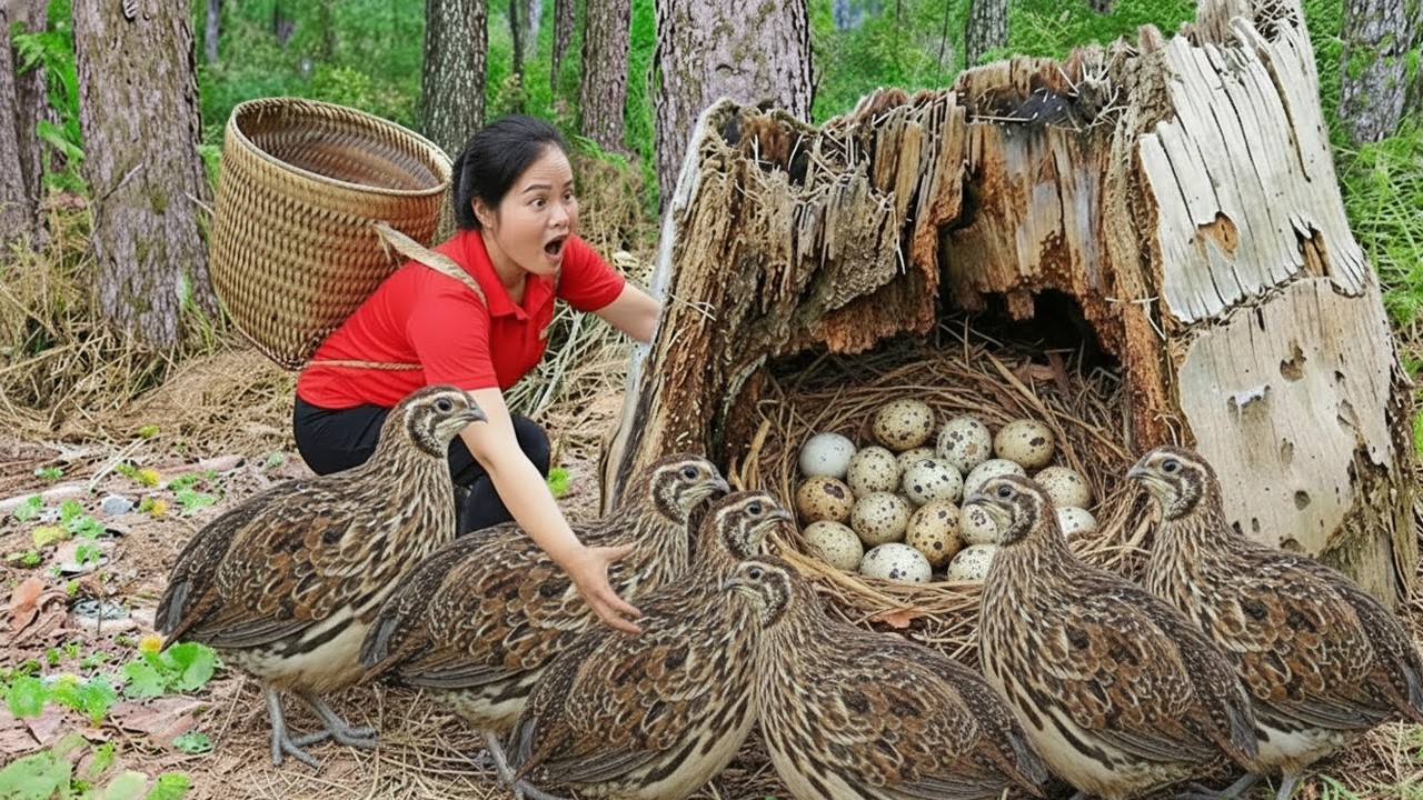 Harvest Many Wild Forest Quails & Fresh Eggs & Sell at Village Market | Peaceful Off-Grid Life