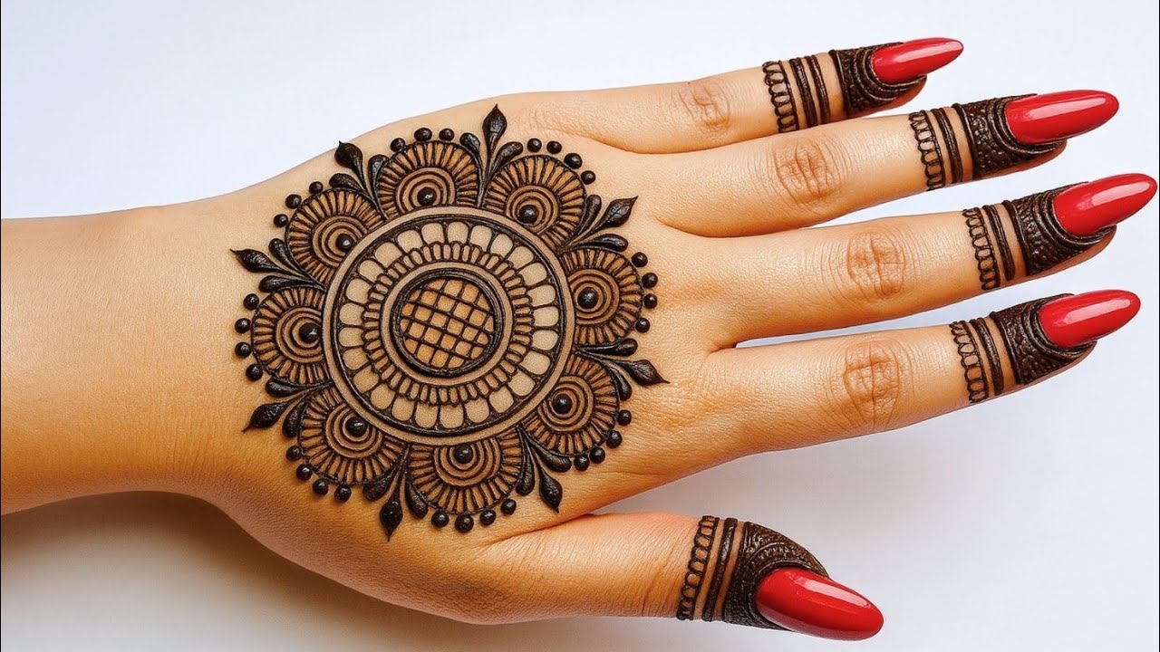 नवरात्री स्पेशल आसान महेंदी डिज़ाइन- New arabic mehndi design | Gol tikki mehndi designs | mehandi 