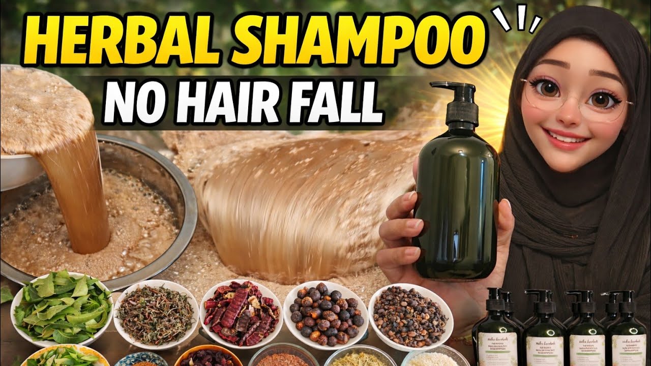 Homemade Herbal Shampoo 🌿 | Hair Fall Control, Hair Growth & Dandruff Solution | DIY Natural Shampoo