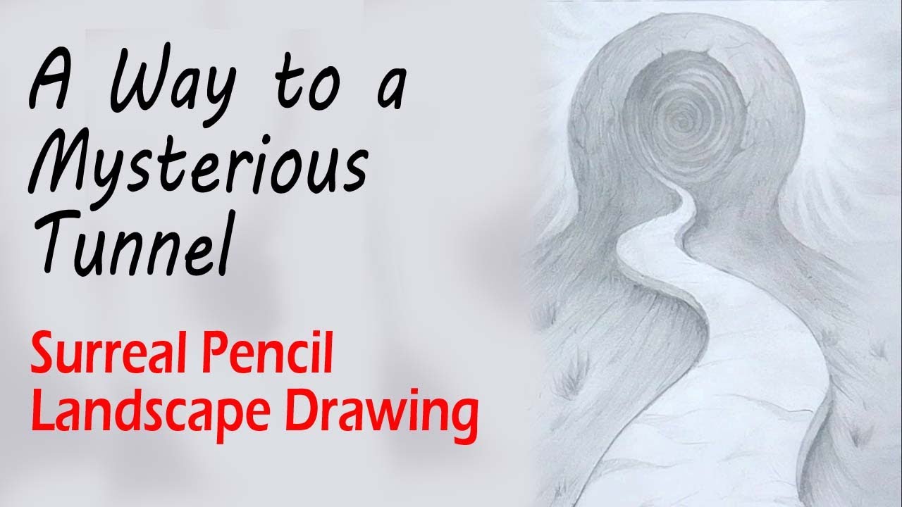 How to Draw A Way to a Mysterious Tunnel | Surreal Pencil Landscape Drawing
