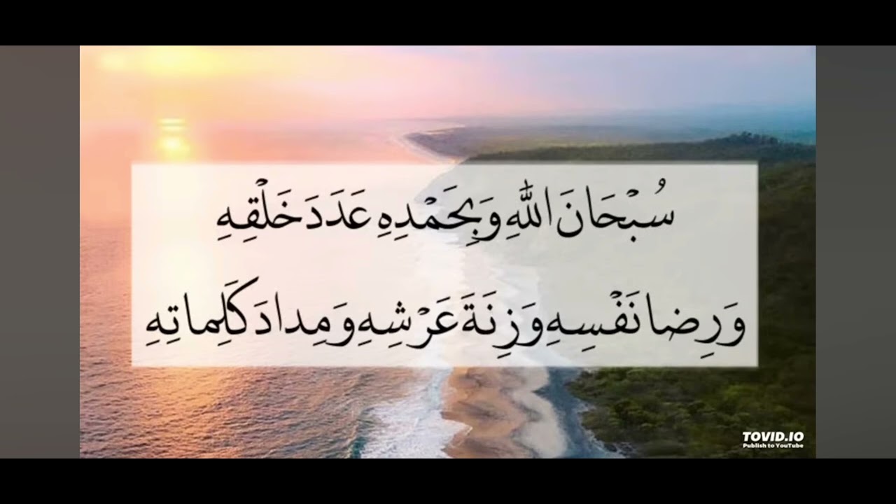 سبحان الله وبحمده عدد خلقه ورضا نفسه وزنة عرشه ومداد كلماته