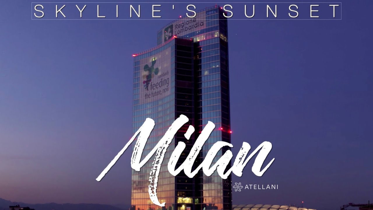 Milan Skyline's Sunset - 4K UHD Aerial Drone Video of Milano, Italy