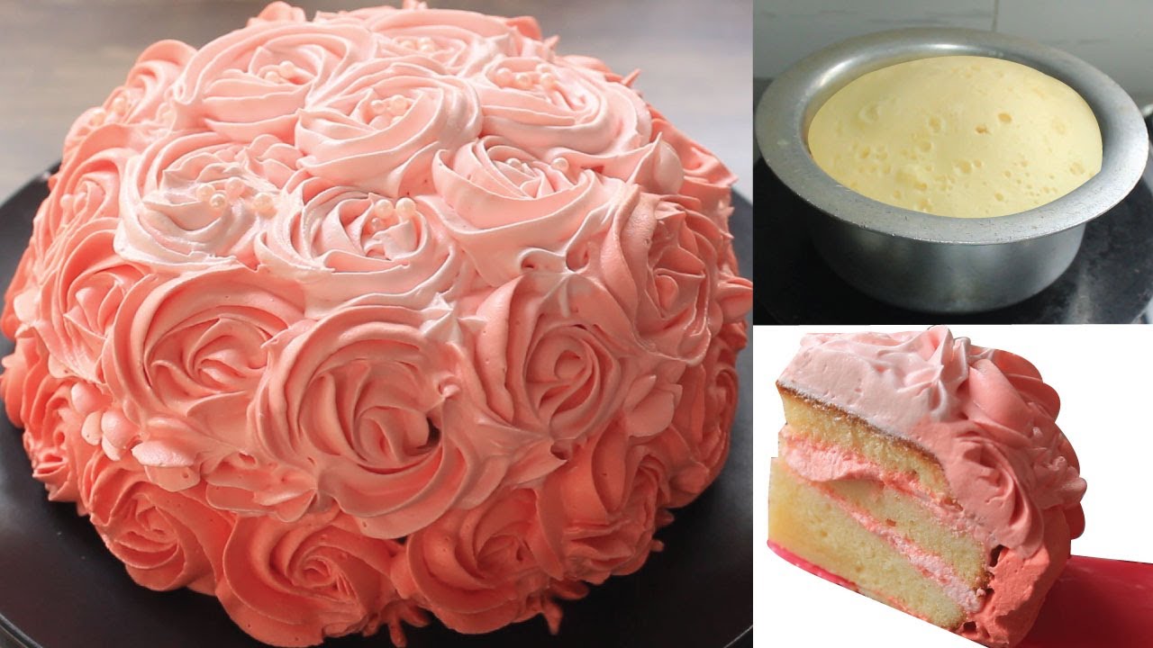 Birthday Cake | Vanilla Rosette | Easy Cake without Baking Pan and Oven | yummy Cake