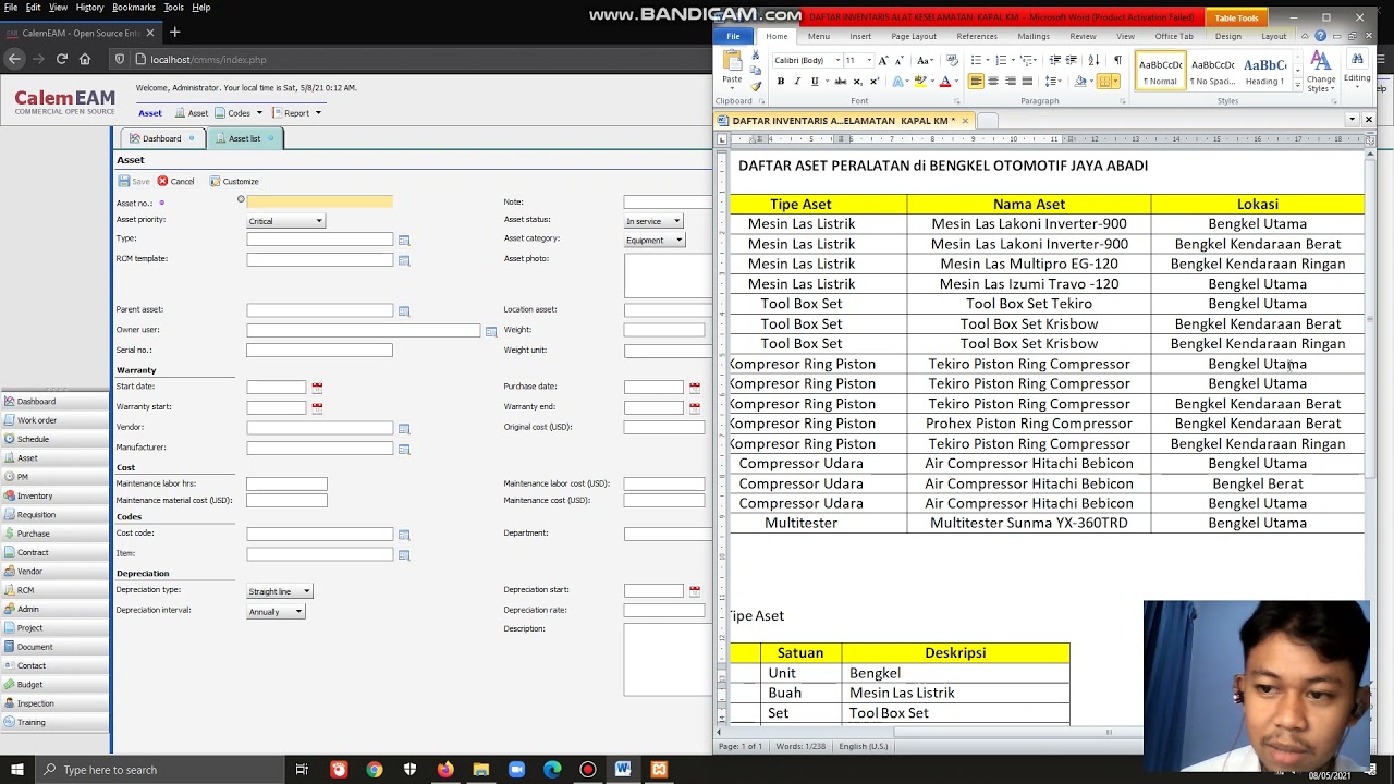 Tutorial Input Modul Aset dalam CMMS CalemEAM