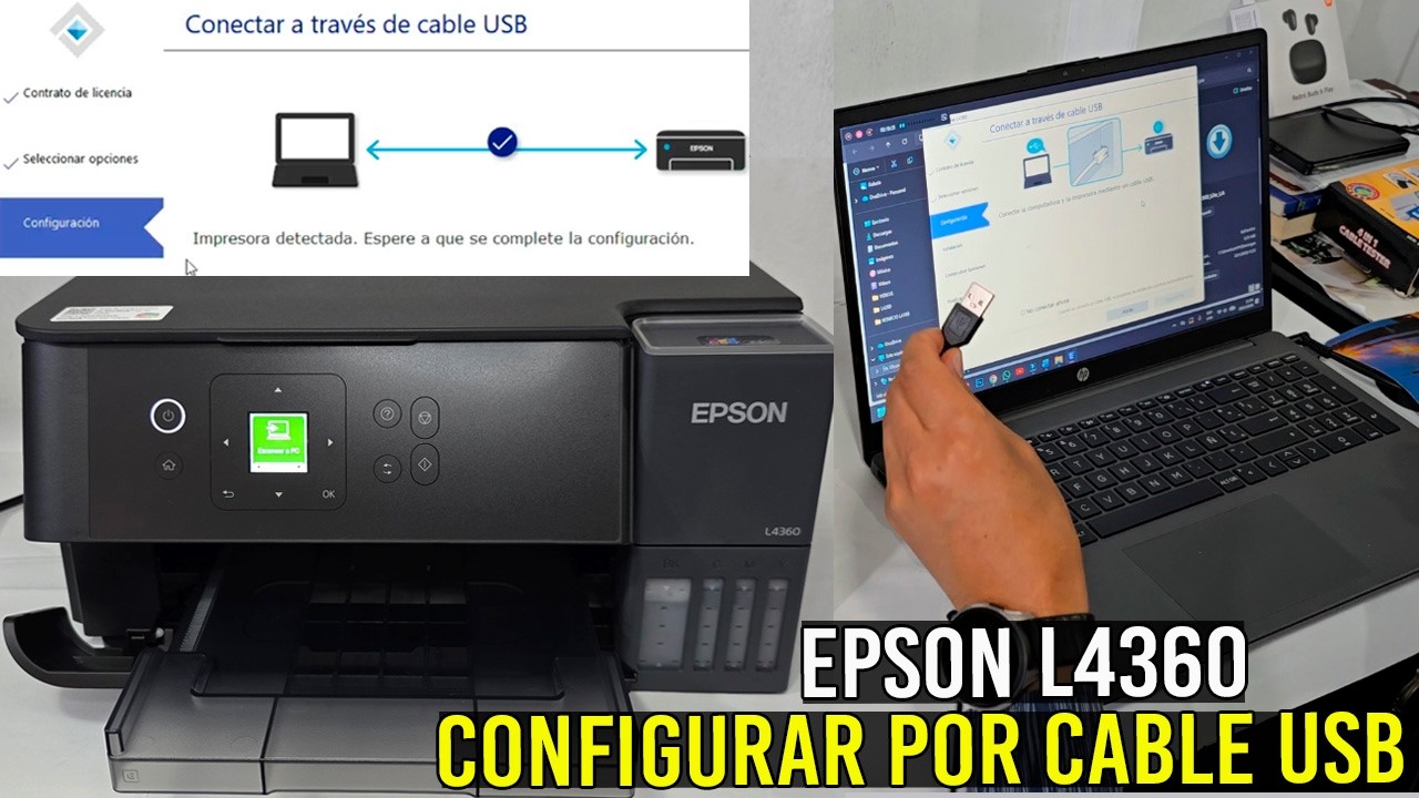 Cómo IMPRIMIR por cable USB Impresora Epson L4360 de Laptop o PC/conexión USB/Paso a Paso