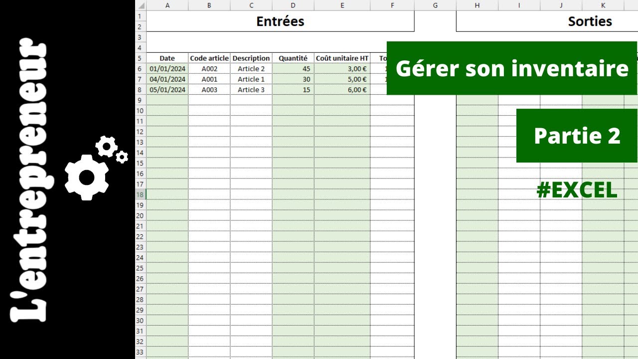 #2 Gestionnaire d'inventaire sur EXCEL