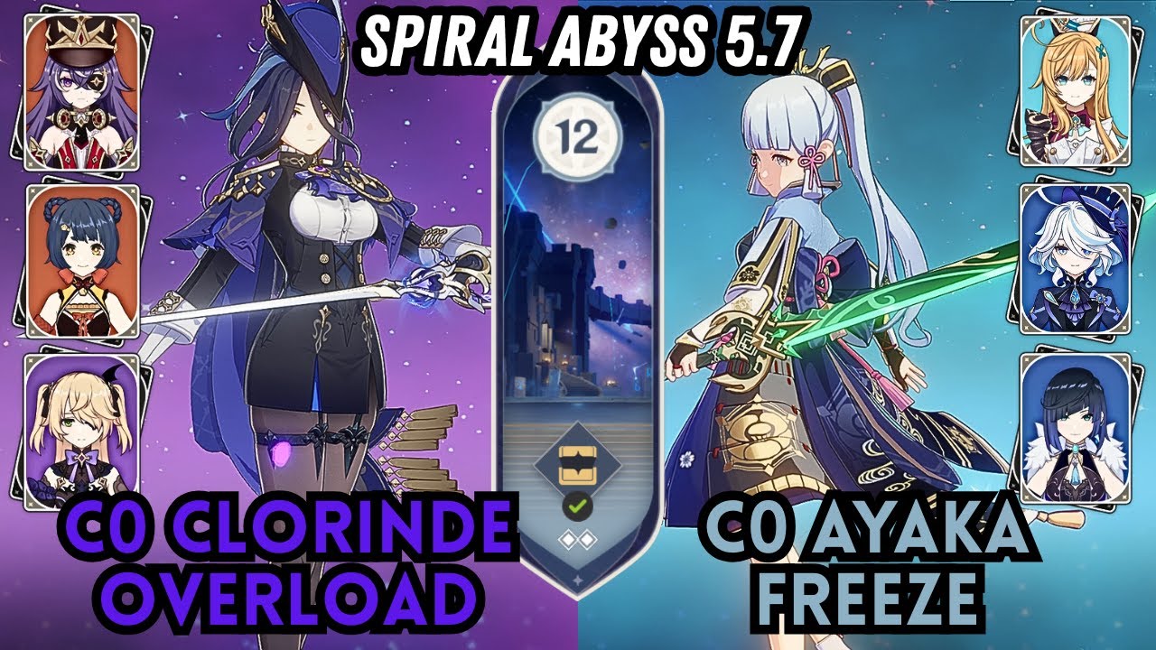 C0 Ayaka Freeze & C0 Clorinde Overload | Spiral Abyss 5.7 Floor 12 - 9⭐