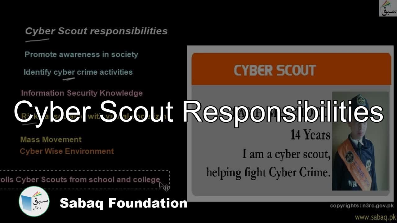 Cyber Scout Responibilities, Computer Science Lecture | Sabaq.pk