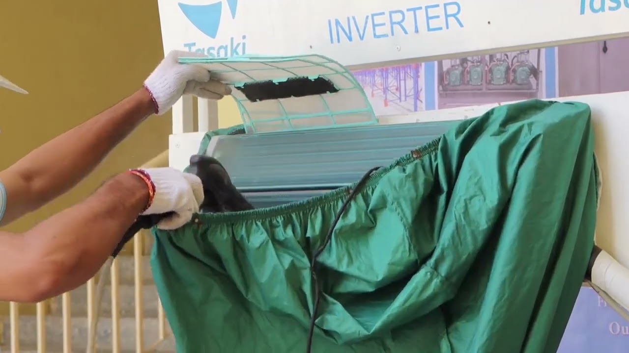 របៀបលាងម៉ាស៊ីនត្រជាក់  | How to clean  air conditioner