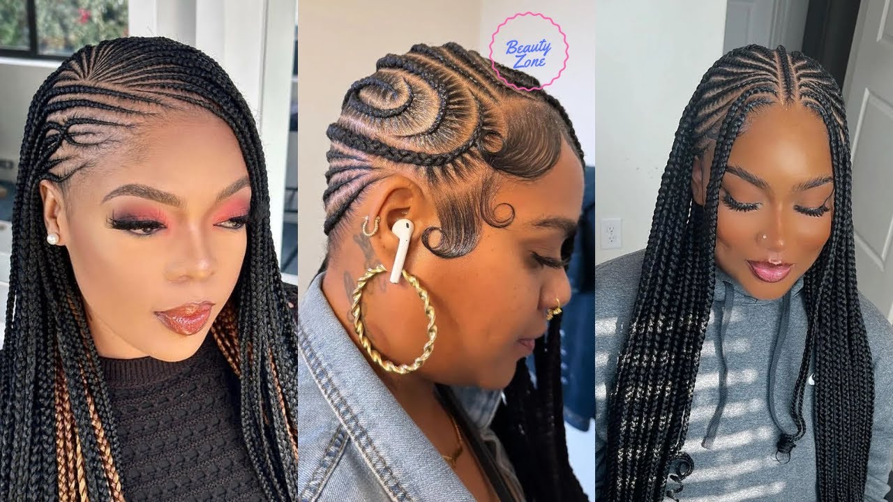 Latest Trending Braids for African American Women | Stitch Braids Hairstyles, Cornrows, Braided Updo