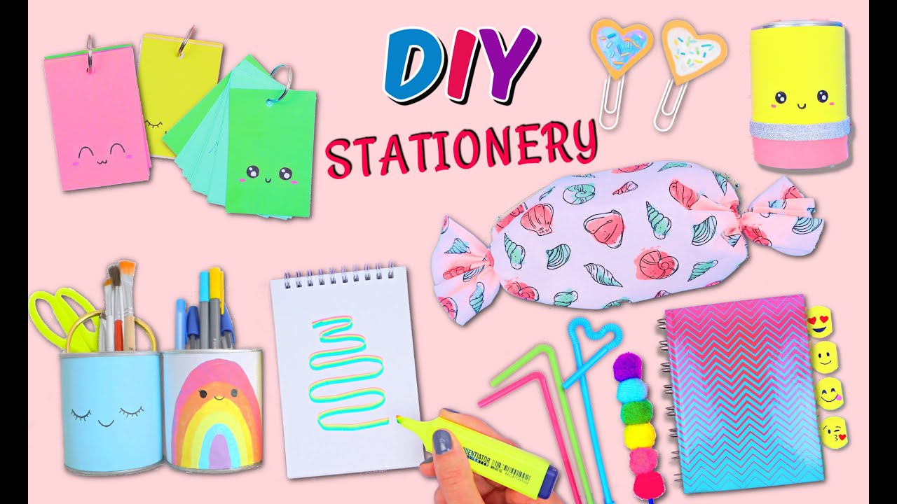10 DIY COLORFUL STATIONERY IDEAS - SCHOOL SUPPLIES YOU WILL LOVE - Notebook, Stickers, Pencil Case