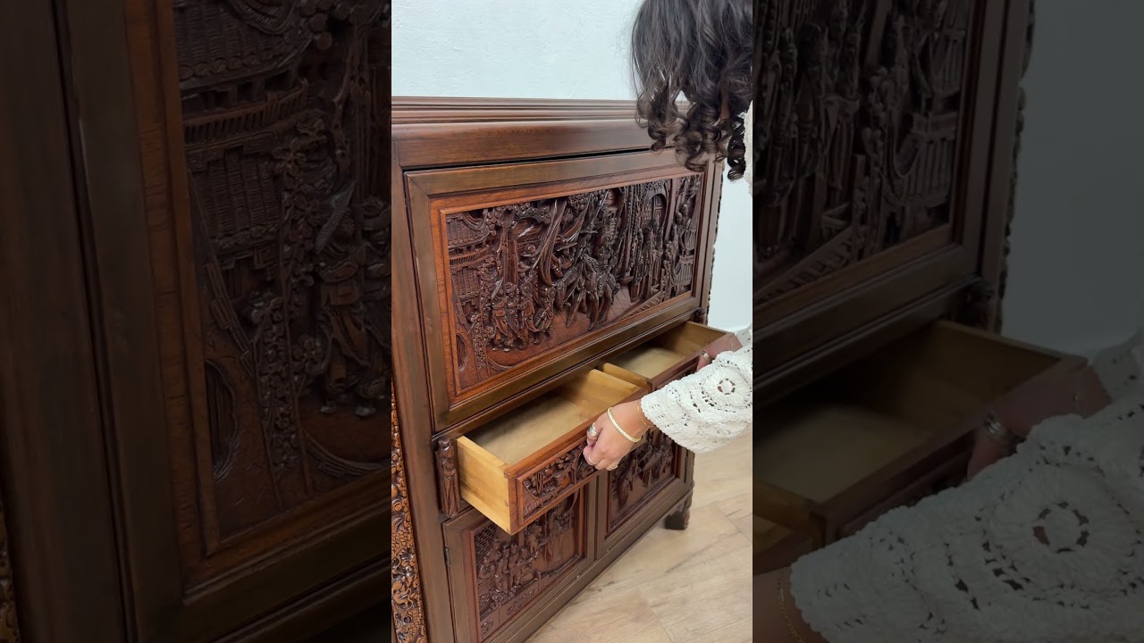 Vintage Chinese Teak Desk With Carved Dragons 😲 | Antique Craftsmanship