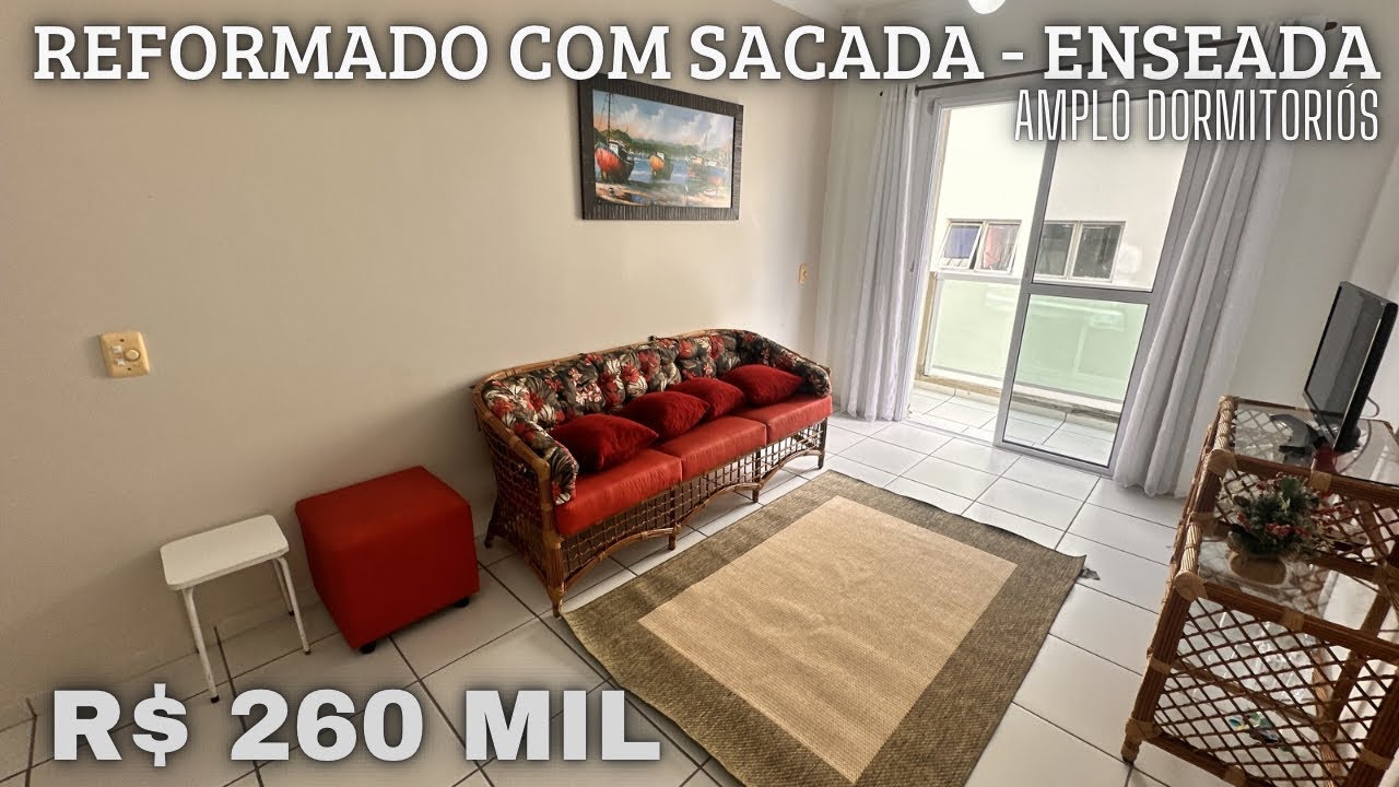R$ 260 Mil - Apartamento à venda lado Praia - Reformado - Enseada 