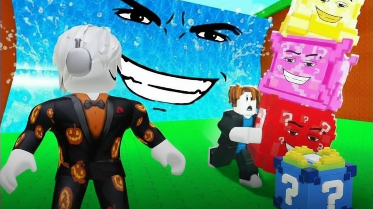Открытие лаки блоков в игре Escape Tsunami For Brainrots-Roblox ￼