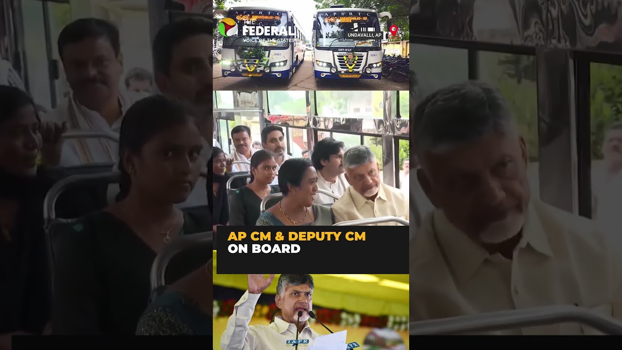 CM Chandrababu and Pawan Kalyan ride RTC bus with women to launch free travel scheme in AP